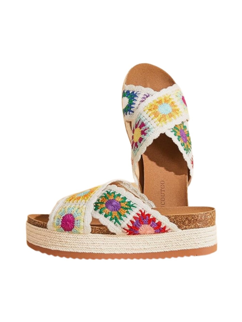 Coutgo Crochet Platform Wedge Espadrille Sandals Size 7.5 NEW!!